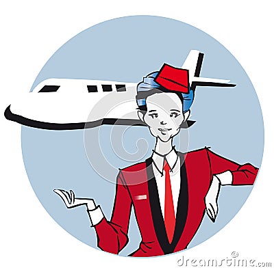 Job series - stewardess Vector Illustration