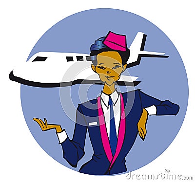 Job series - stewardess Vector Illustration