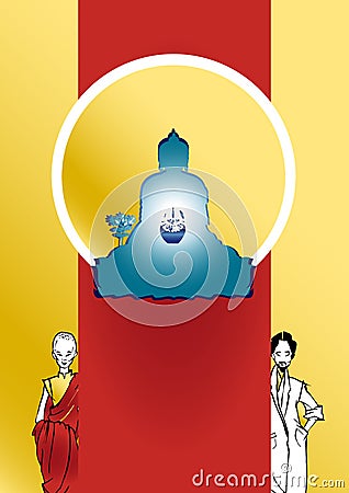 Job series - Tibetan therapist Vector Illustration