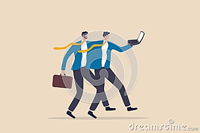 Job sharing in flexible work, 2 or more employees share work responsibility in same position for best result concept, two Vector Illustration