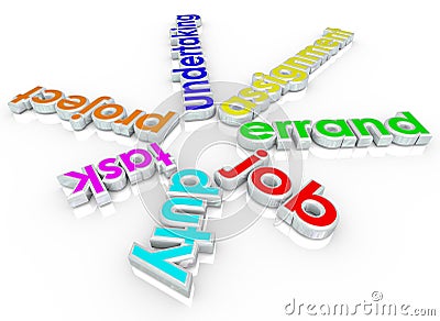 Job Task Errand Undertaking Assignment Duty 3d Words Stock Photo