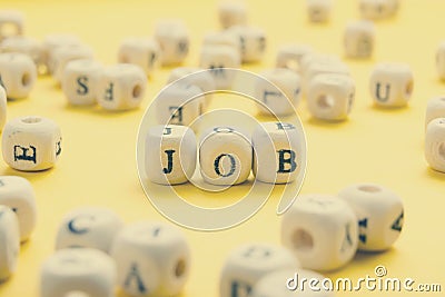 Job word written on wood block. Wooden Abc Stock Photo