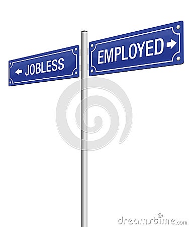 Jobless Employed Guidepost Vector Illustration