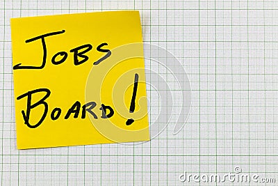 Jobs bulletin board job opening employment position hiring posted Stock Photo