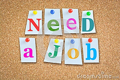 Jobs and career concept with colorful paper pins on cork board Stock Photo
