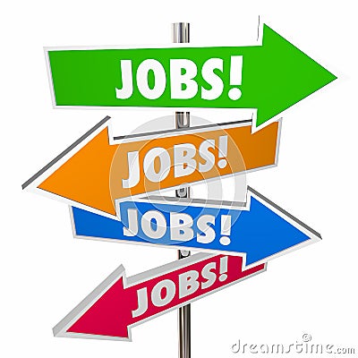 Jobs Careers Open Positions Hiring Signs Words Stock Photo