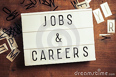 Jobs and Carrers on Lightbox Stock Photo