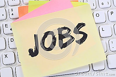 Jobs, job working recruitment employees note paper office business concept Stock Photo