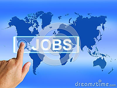 Jobs Map Represents Worldwide or Internet Stock Photo