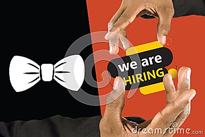 Jobs recruitment design for companies. We are hiring banner, background template Stock Photo