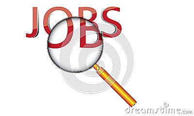 Jobs Title With Search Mignifying Glass Icon Stock Photo