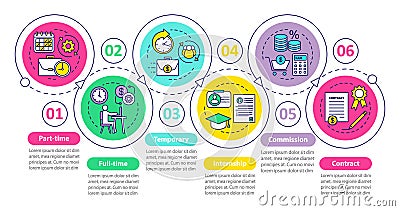 Jobs types vector infographic template. Part, full time. Business presentation design elements. Data visualization with Vector Illustration