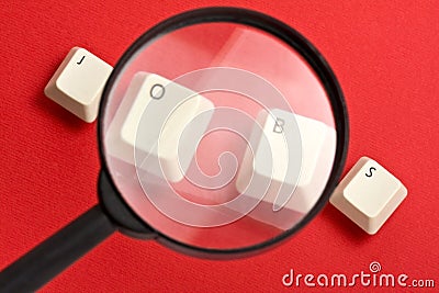 Jobs White Keyboard Keys Magnifier Stock Photo