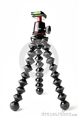 Joby Gorillapod 3K flexible tripod with ballhead isolated on white Editorial Stock Photo