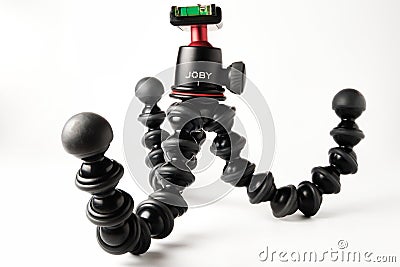 Joby Gorillapod 3K flexible tripod with ballhead isolated on white Editorial Stock Photo