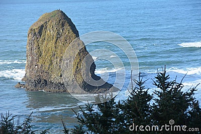 Jockey Cap Rock off of Arcadia Beach, Oregon Stock Photo