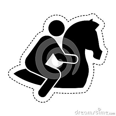 Jockey in horse silhouette Vector Illustration