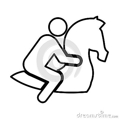 Jockey in horse silhouette Vector Illustration