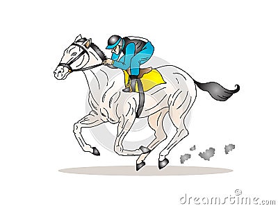 Jockey riding his horse Stock Photo