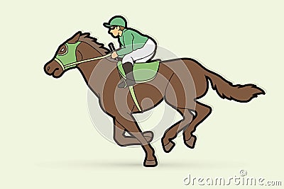 Jockey riding horse cartoon sport graphic Vector Illustration