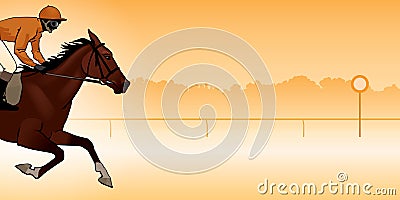 Jockey riding a horse Vector Illustration