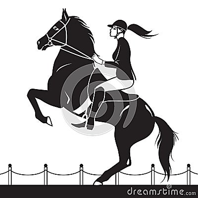 Jockey riding a horse shows jumping Vector Illustration