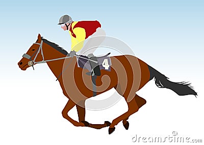 Jockey riding race horse Vector Illustration