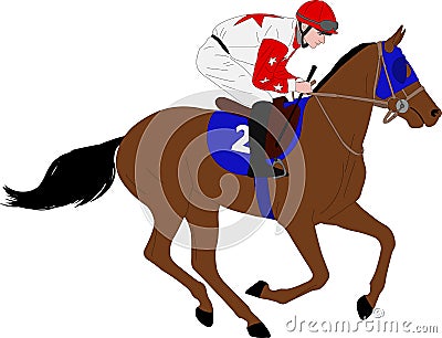 Jockey riding race horse illustration 7 Vector Illustration