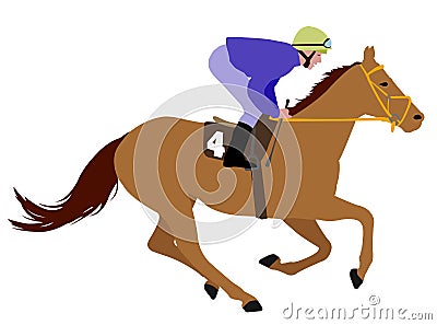 Jockey riding race horse illustration 3 Vector Illustration