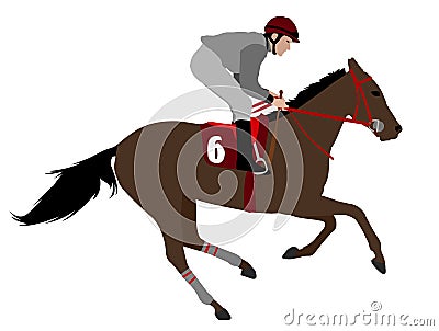 Jockey riding race horse illustration 4 Vector Illustration