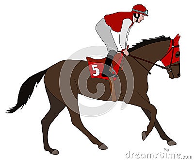 Jockey riding race horse illustration 5 Vector Illustration