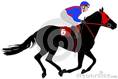 Jockey riding race horse illustration 6 Vector Illustration