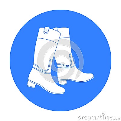 Jockey`s high boots icon in black style isolated on white background. Hippodrome and horse symbol stock vector Vector Illustration