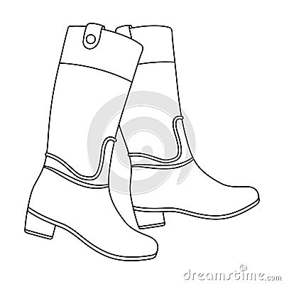 Jockey s high boots icon in outline style isolated on white background. Vector Illustration