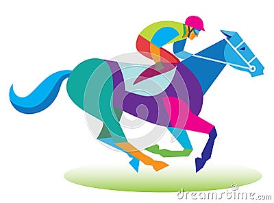 Jockey takes part in the races Vector Illustration