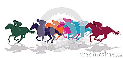 Jockeys on racing horses Vector Illustration