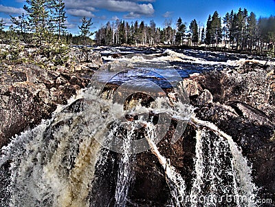 Jockfall, waterfall in the north of Sweden Stock Photo