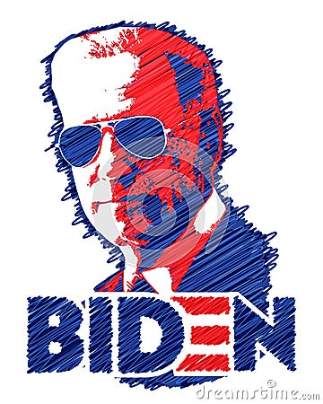 Joe Biden Aviator Sunglasses Cartoon Illustration