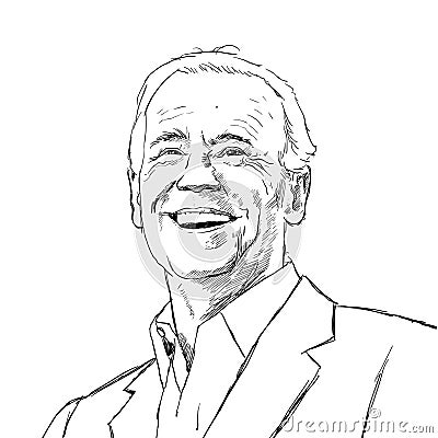 Joe-Biden-drawing-black-and-white Vector Illustration