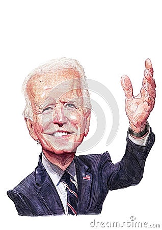 Joe Biden watercolor illustration portrait Editorial Stock Photo