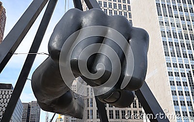 Joe Louis memorial close-up in Detroit, MI Editorial Stock Photo