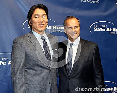 Joe Torre and Hideki Matsui attend the 11th Anniversary Joe Torre Safe At Home Foundation Gala on November 14, 2013 Editorial Stock Photo