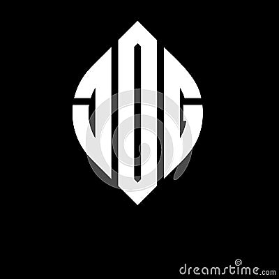 JOG circle letter logo design with circle and ellipse shape. JOG ellipse letters with typographic style. The three initials form a Vector Illustration
