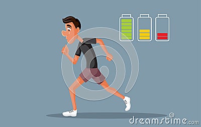 Tired Man Running Feeling Exhausted Vector Cartoon illustration Vector Illustration