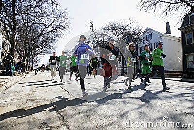 Joggers, South Boston, St. Patrick's Day Road Race, South Boston, Massachusetts, USA Editorial Stock Photo