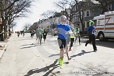 Joggers, South Boston, St. Patrick's Day Road Race, South Boston, Massachusetts, USA Editorial Stock Photo