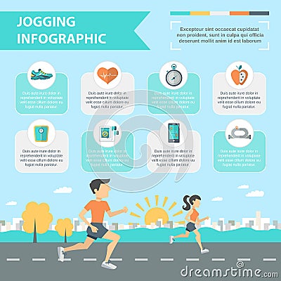 Jogging Infographics Set Vector Illustration