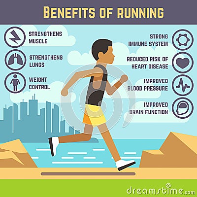 Jogging man, running guy, fitness exercise lifestyle cartoon vector concept Vector Illustration