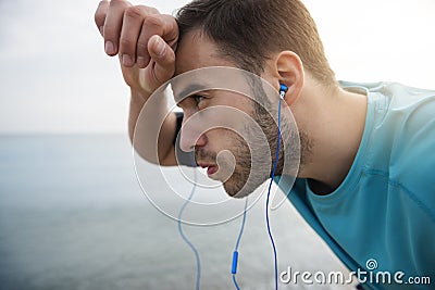 Jogging by man Stock Photo