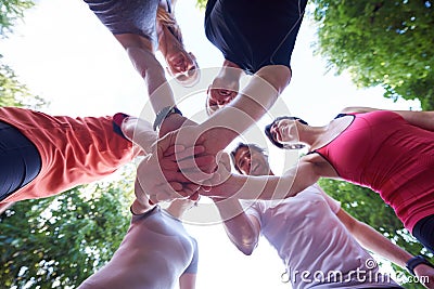 Jogging people group have fun Stock Photo